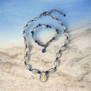 Elegant Moonstone, Sodalite and Silver Necklace and Bracelet Set